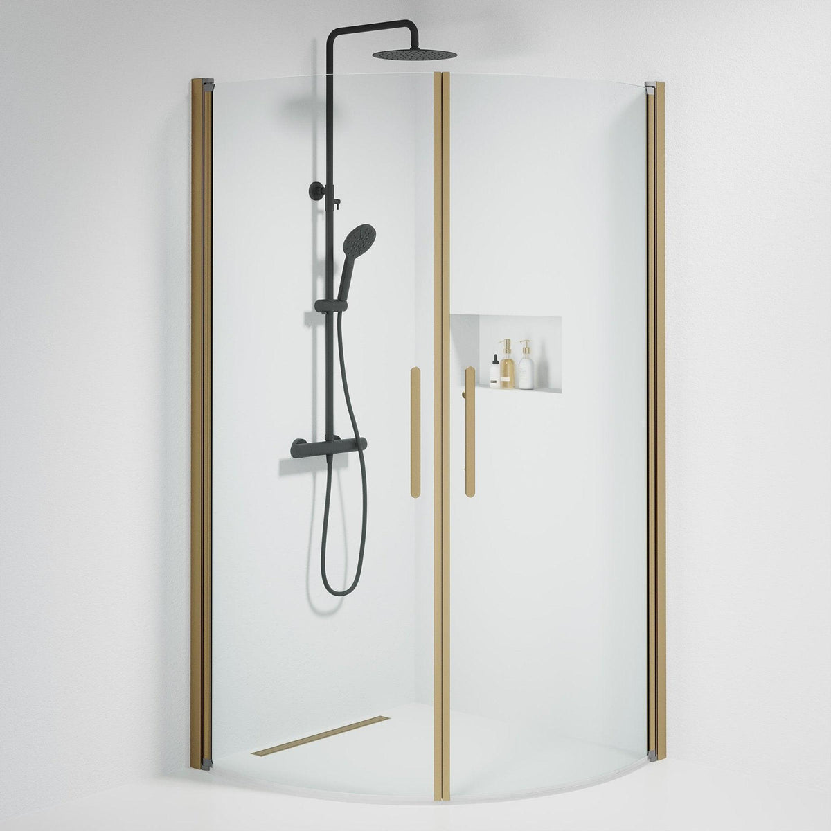 Fjäll Brusehjørne, Buet, Bronze Profil, Klar Glas - HomeTomato - 35-101-70-50-00 - 8595677155150