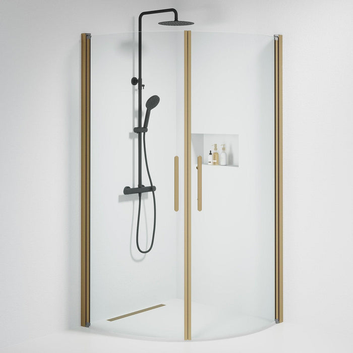 Fjäll Brusehjørne, Buet, Bronze Profil, Klar Glas - HomeTomato - 35-101-70-50-00 - 8595677155150