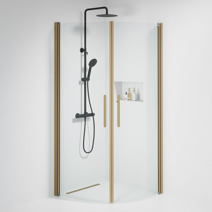 Fjäll Brusehjørne, Buet, Bronze Profil, Klar Glas - HomeTomato - 35-901-70-50-00 - 8595677155143