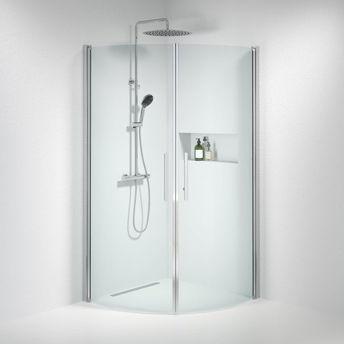 Fjäll Brusehjørne, Buet, Krom Profil, Klar Glas - HomeTomato - 35-101-60-50-00 - 8595677120103