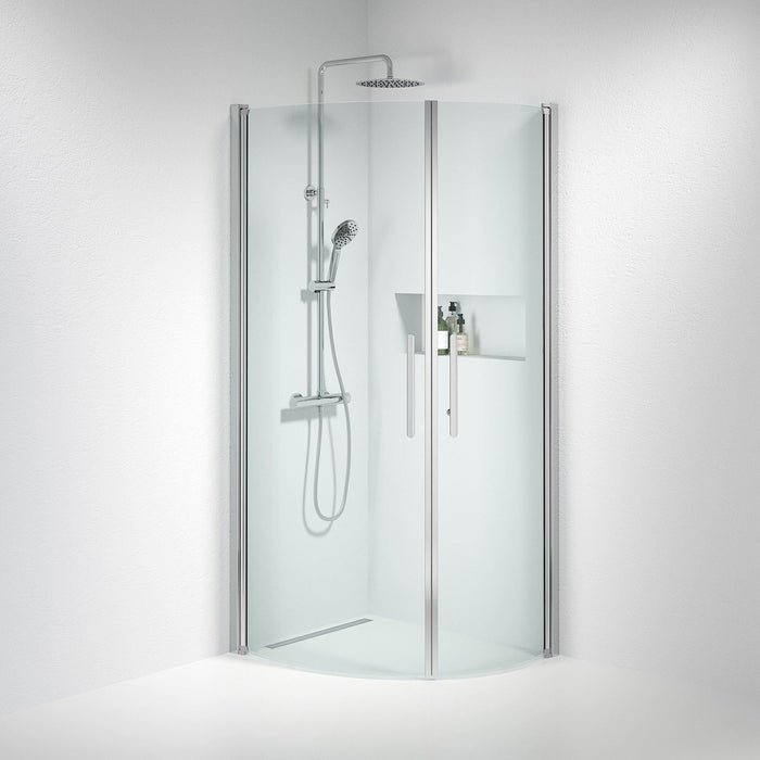 Fjäll Brusehjørne, Buet, Krom Profil, Klar Glas - HomeTomato - 35-701-60-50-00 - 8595677119022