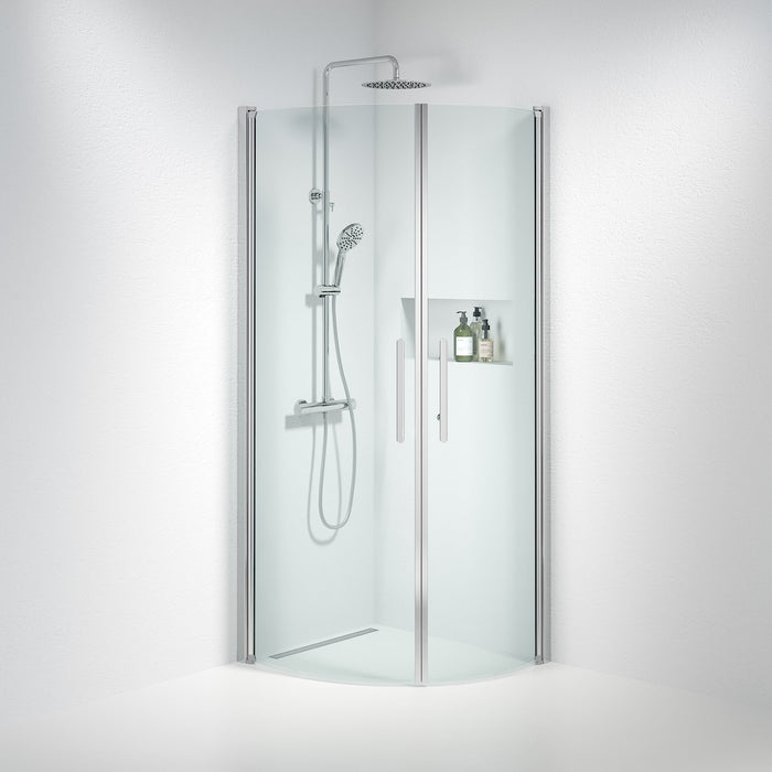 Fjäll Brusehjørne, Buet, Krom Profil, Klar Glas - HomeTomato - 35-709-60-50-00 - 8595677119268