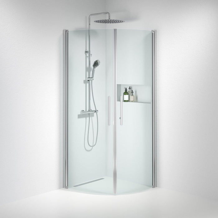 Fjäll Brusehjørne, Buet, Krom Profil, Klar Glas - HomeTomato - 35-809-60-50-00 - 8595677119664