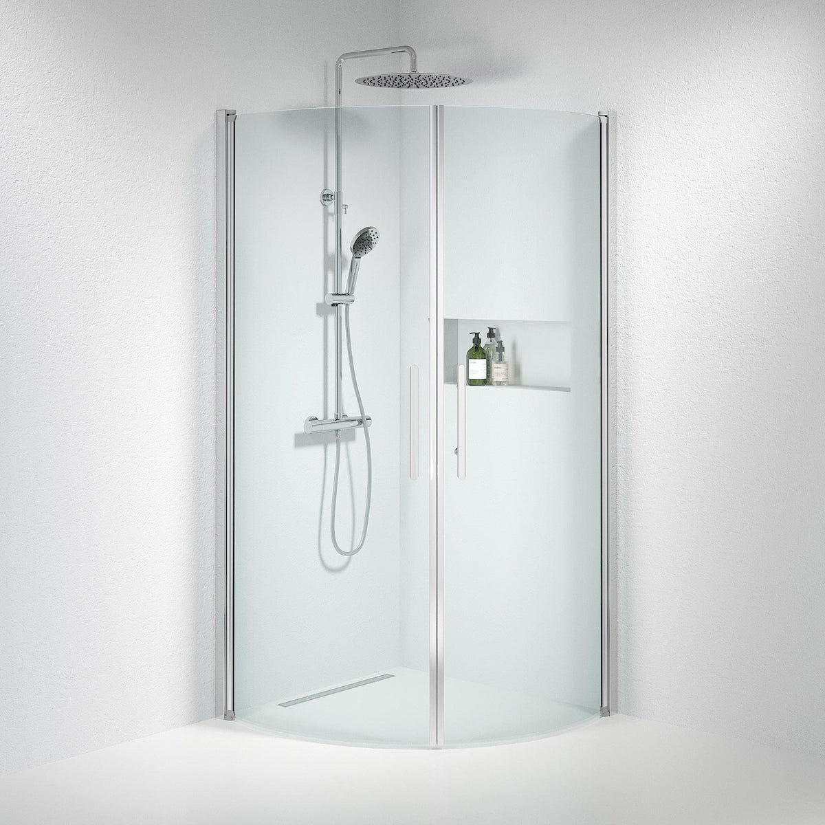 Fjäll Brusehjørne, Buet, Krom Profil, Klar Glas - HomeTomato - 35-901-60-50-00 - 8595677119985