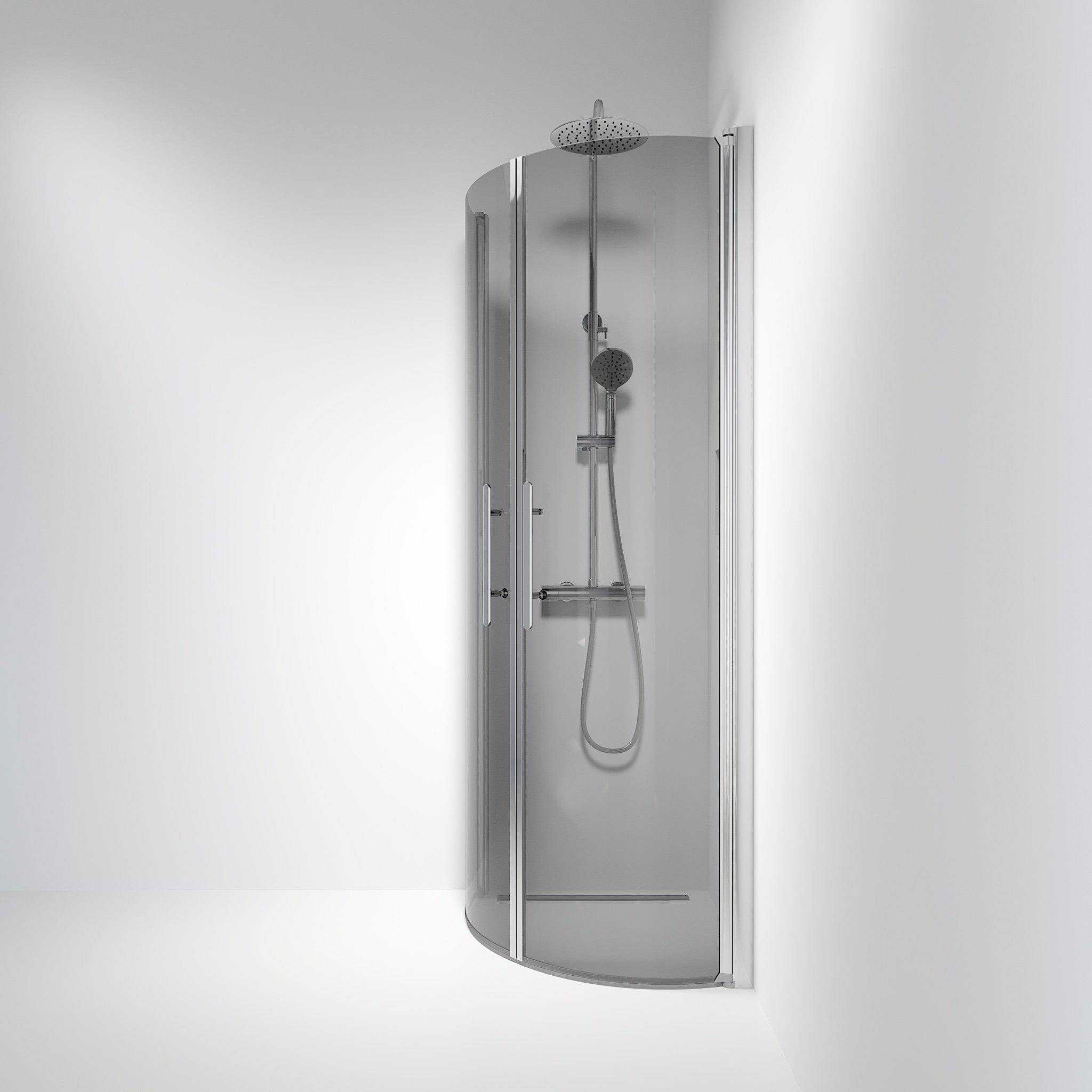 Fjäll Brusehjørne, Buet, Krom Profil, Tonet Glas - HomeTomato - 35-701-60-56-00 - 8595677119053