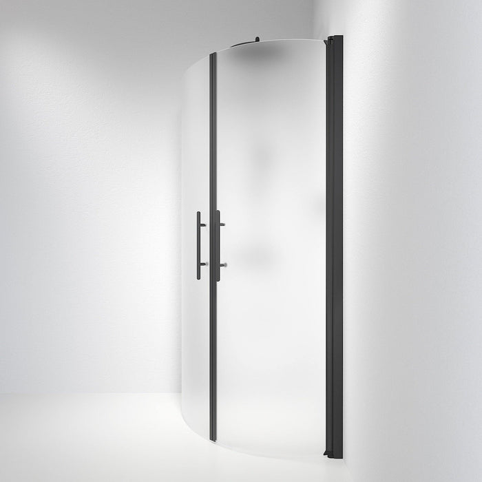 Fjäll Brusehjørne, Buet, Sort Profil, Frostet Glas - HomeTomato - 35-101-02-55-00 - 8595677120080