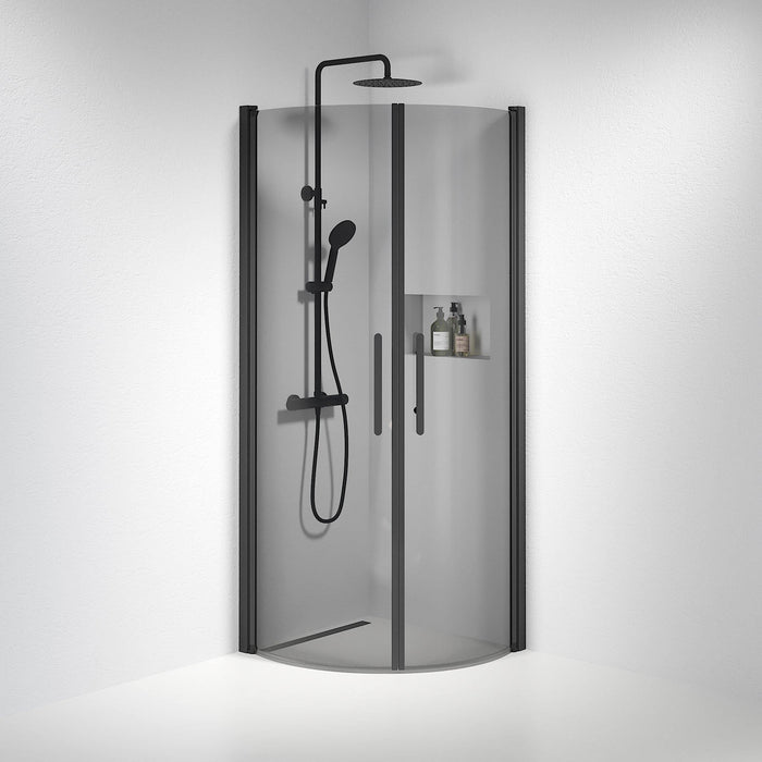 Fjäll Brusehjørne, Buet, Sort Profil, Tonet Glas - HomeTomato - 35-708-02-56-00 - 8595677119138