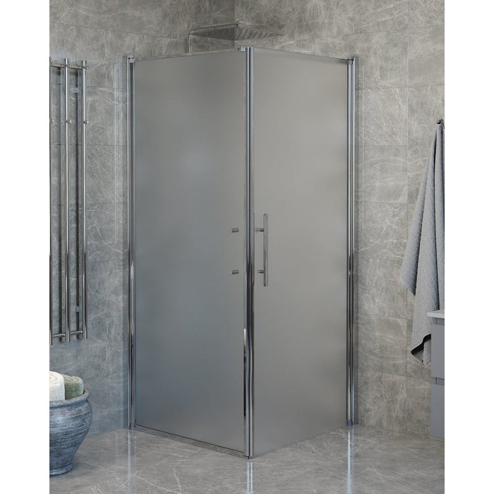 Fjäll Brusehjørne, Dør + Væg, Krom Profil, Frostet Glas - HomeTomato - 40-909-01-55-00 - 8595677140071