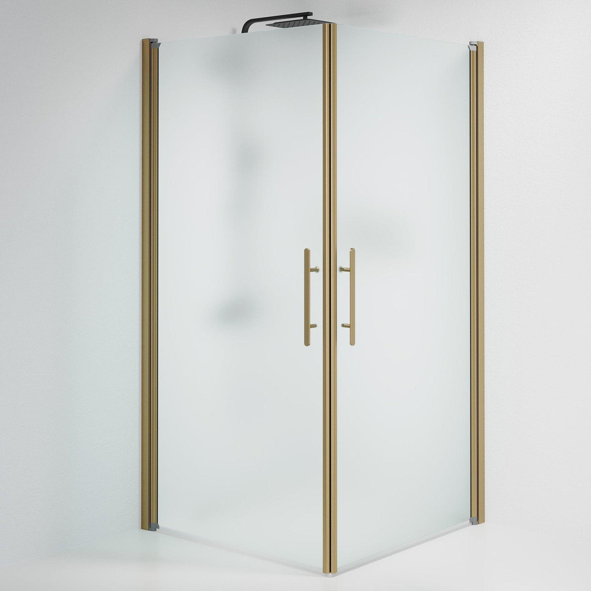 Fjäll Brusehjørne, Firkantet, Bronze Profil, Frostet Glas - HomeTomato - 36-101-70-55-00 - 8595677155457