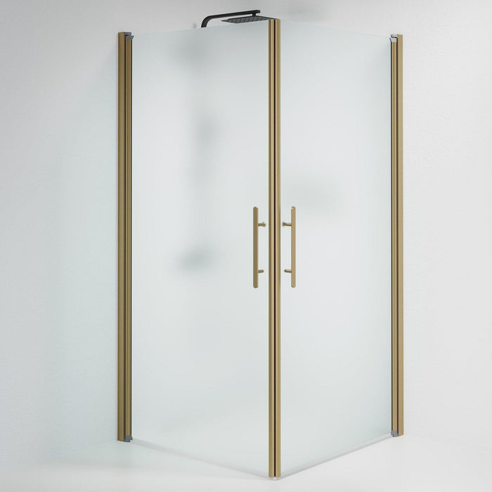 Fjäll Brusehjørne, Firkantet, Bronze Profil, Frostet Glas - HomeTomato - 36-101-70-55-00 - 8595677155457