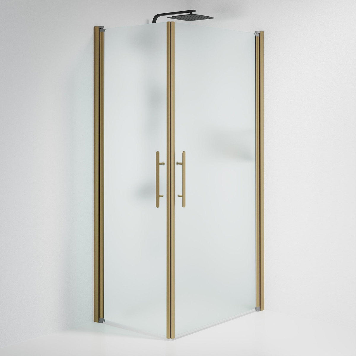 Fjäll Brusehjørne, Firkantet, Bronze Profil, Frostet Glas - HomeTomato - 36-701-70-55-00 - 8595677155396