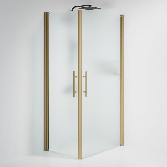 Fjäll Brusehjørne, Firkantet, Bronze Profil, Frostet Glas - HomeTomato - 36-701-70-55-00 - 8595677155396