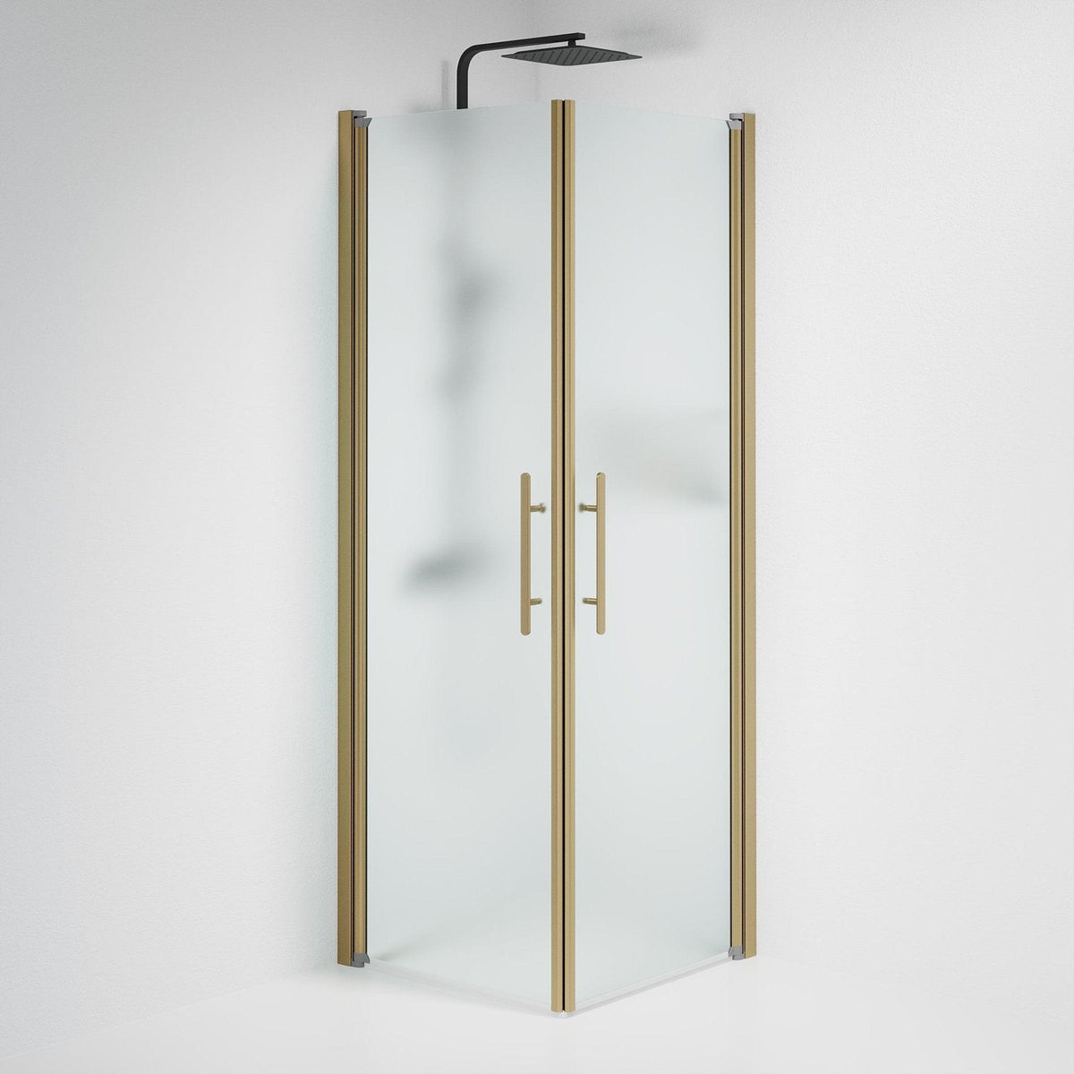 Fjäll Brusehjørne, Firkantet, Bronze Profil, Frostet Glas - HomeTomato - 36-101-70-55-00 - 8595677155457