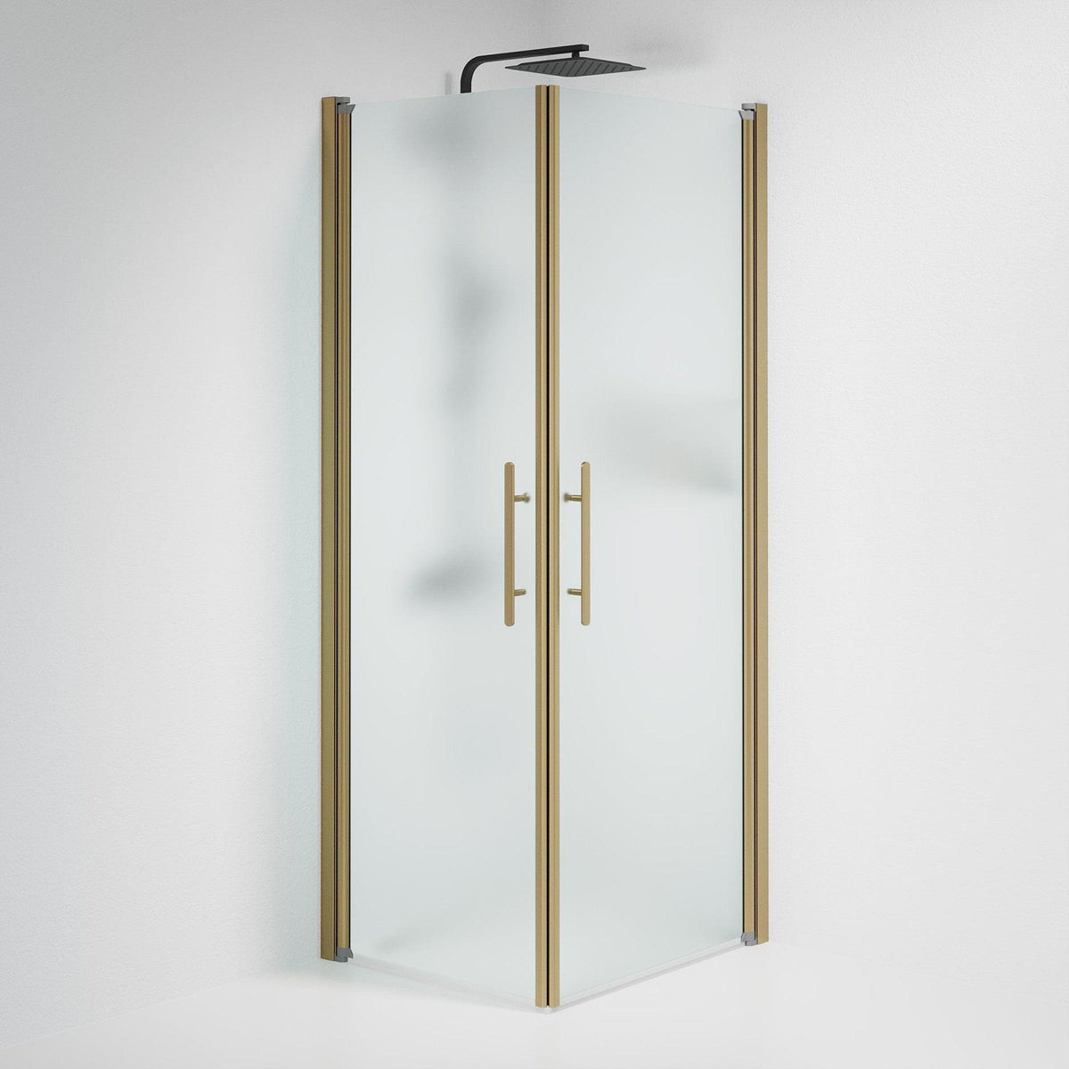Fjäll Brusehjørne, Firkantet, Bronze Profil, Frostet Glas - HomeTomato - 36-708-70-55-00 - 8595677155372