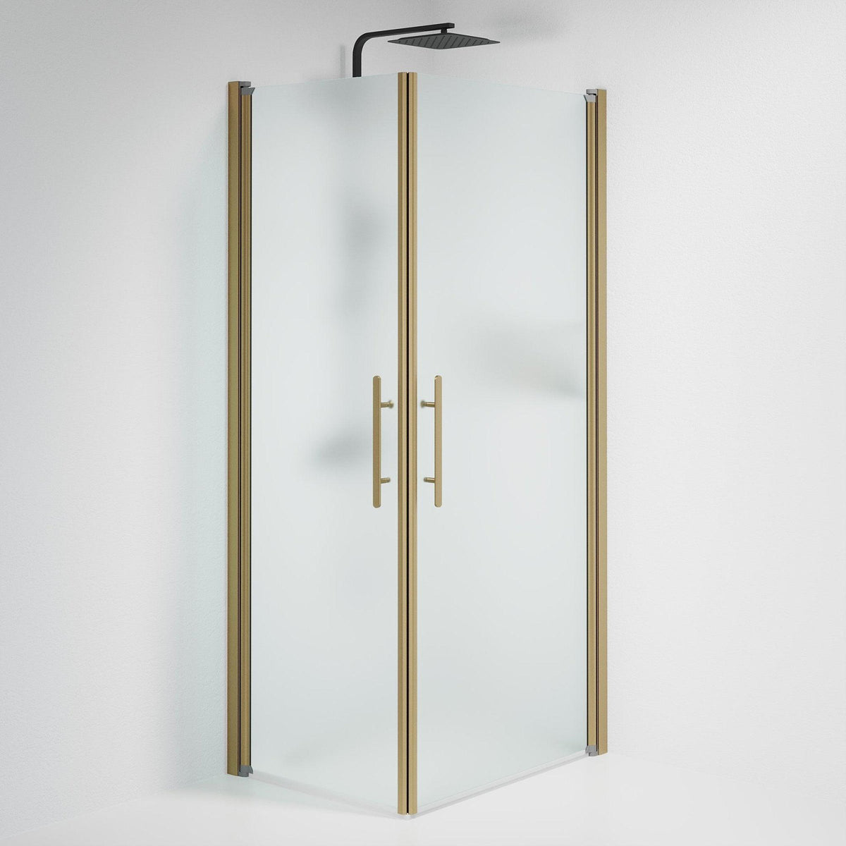 Fjäll Brusehjørne, Firkantet, Bronze Profil, Frostet Glas - HomeTomato - 36-709-70-55-00 - 8595677155389