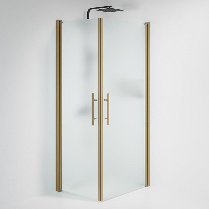 Fjäll Brusehjørne, Firkantet, Bronze Profil, Frostet Glas - HomeTomato - 36-709-70-55-00 - 8595677155389