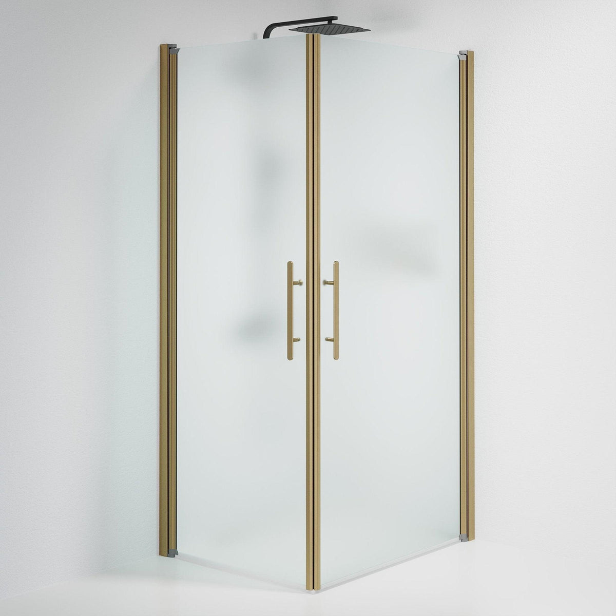 Fjäll Brusehjørne, Firkantet, Bronze Profil, Frostet Glas - HomeTomato - 36-801-70-55-00 - 8595677155426