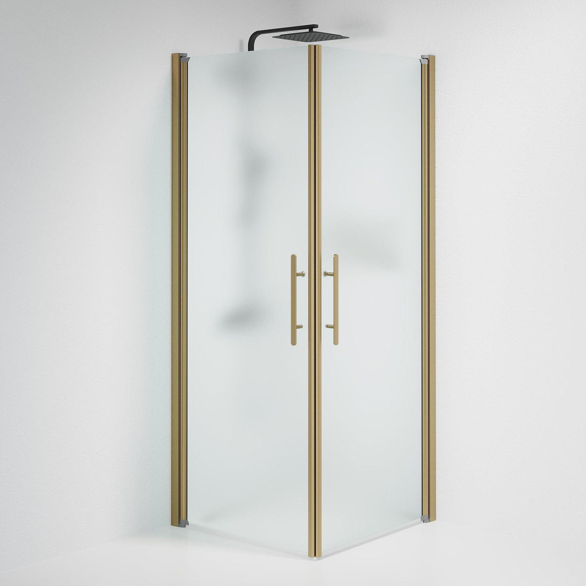 Fjäll Brusehjørne, Firkantet, Bronze Profil, Frostet Glas - HomeTomato - 36-808-70-55-00 - 8595677155402