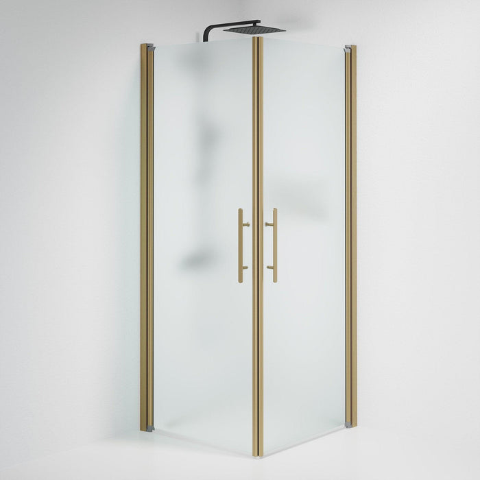 Fjäll Brusehjørne, Firkantet, Bronze Profil, Frostet Glas - HomeTomato - 36-808-70-55-00 - 8595677155402