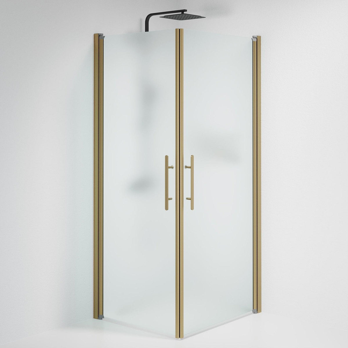 Fjäll Brusehjørne, Firkantet, Bronze Profil, Frostet Glas - HomeTomato - 36-809-70-55-00 - 8595677155419