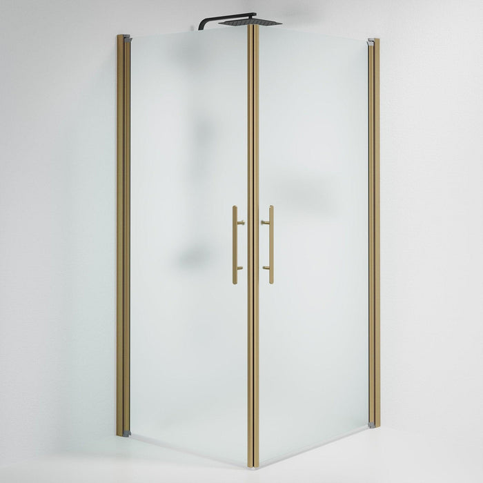 Fjäll Brusehjørne, Firkantet, Bronze Profil, Frostet Glas - HomeTomato - 36-901-70-55-00 - 8595677155440