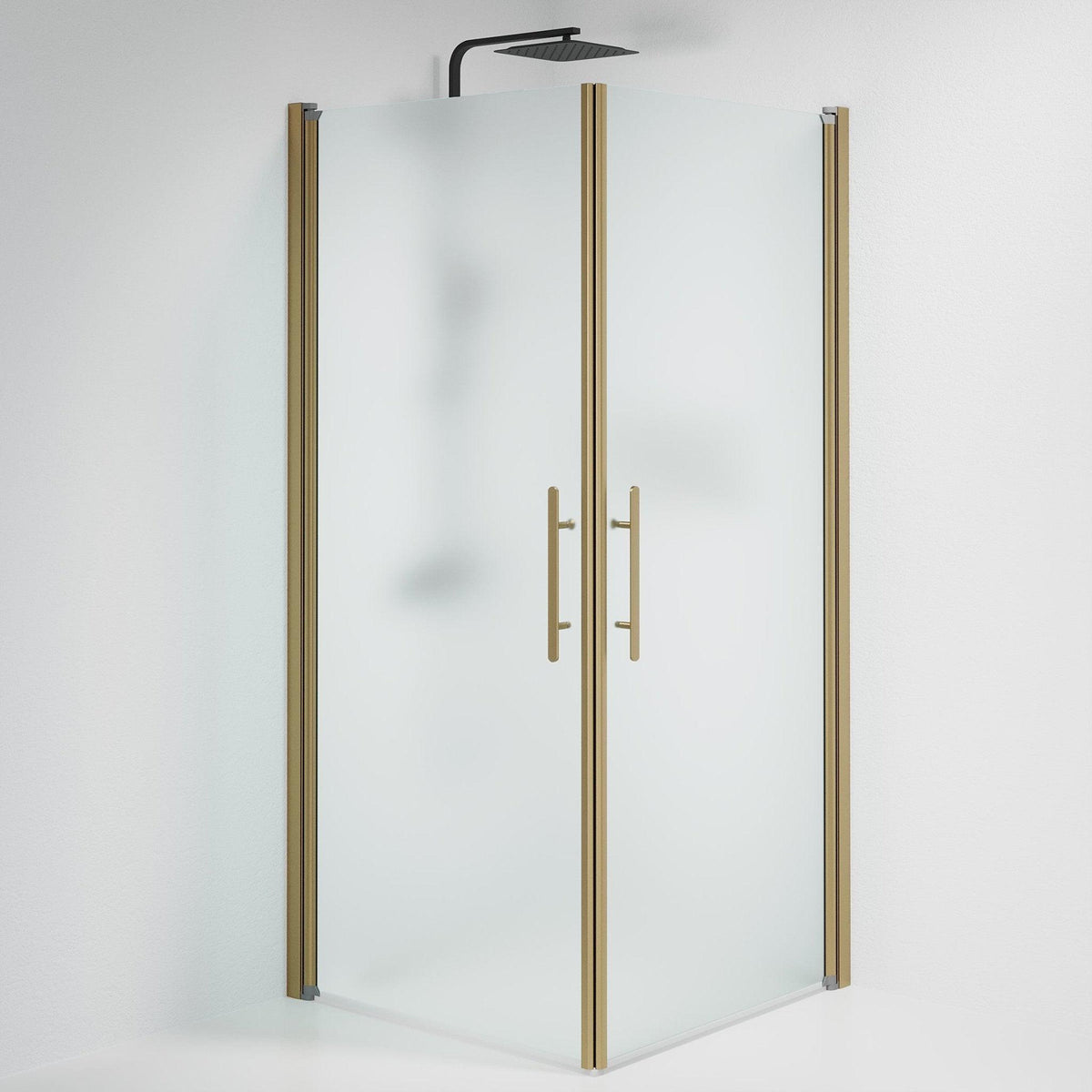 Fjäll Brusehjørne, Firkantet, Bronze Profil, Frostet Glas - HomeTomato - 36-909-70-55-00 - 8595677155433