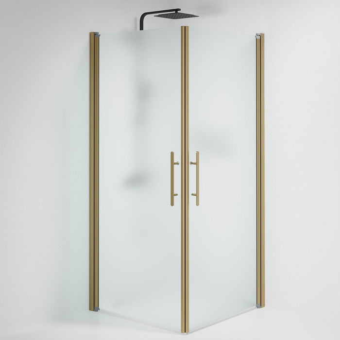 Fjäll Brusehjørne, Firkantet, Bronze Profil, Frostet Glas - HomeTomato - 36-909-70-55-00 - 8595677155433