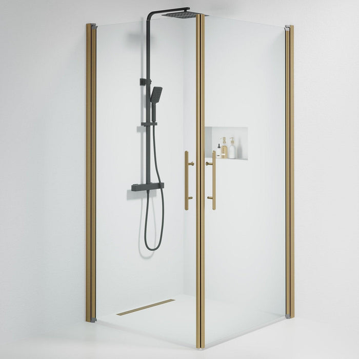 Fjäll Brusehjørne, Firkantet, Bronze Profil, Klar Glas - HomeTomato - 36-101-70-50-00 - 8595677155358