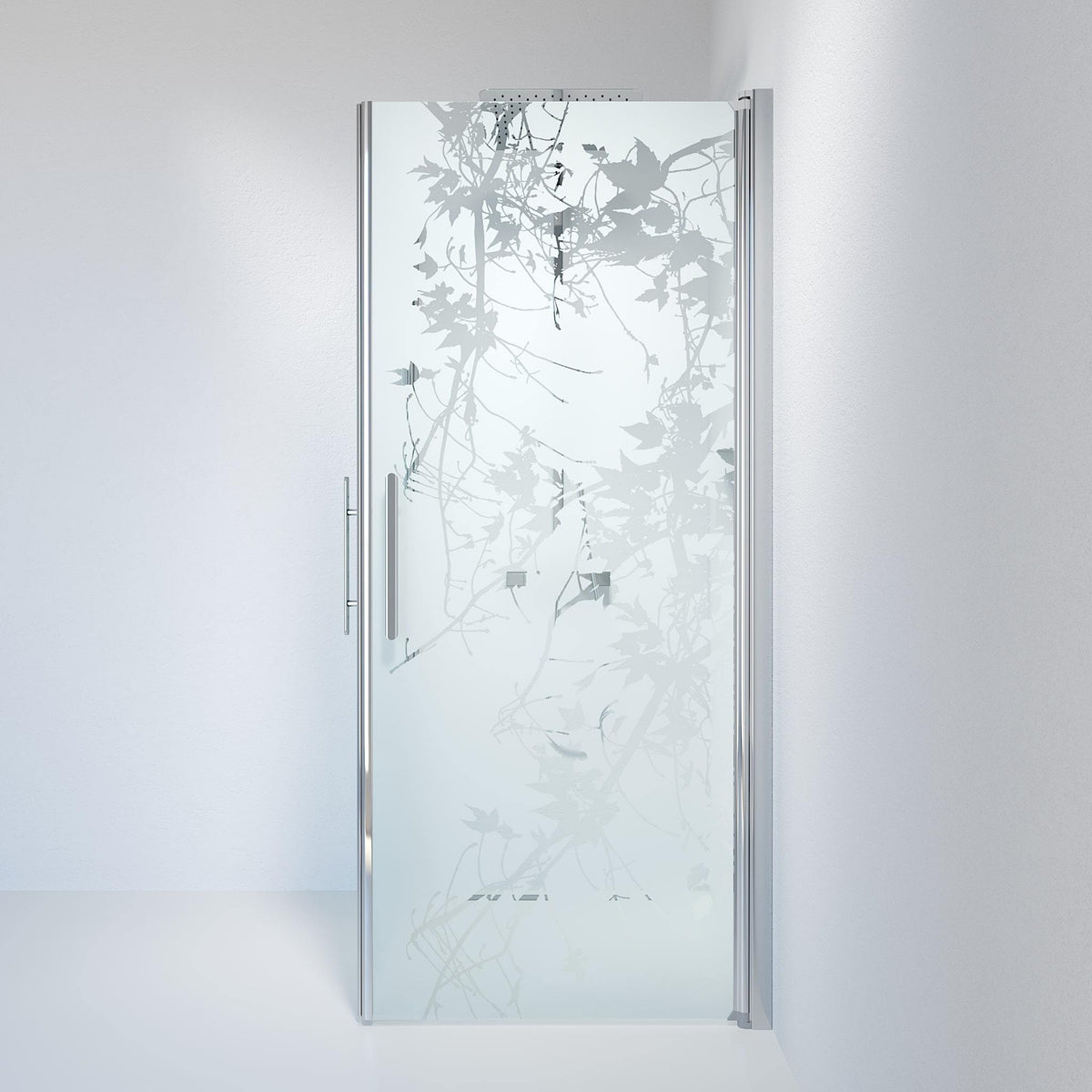 Fjäll Brusehjørne, Firkantet, Krom Profil, Frostet Decor Glas - HomeTomato - 36-701-60-54-00 - 8595677120240