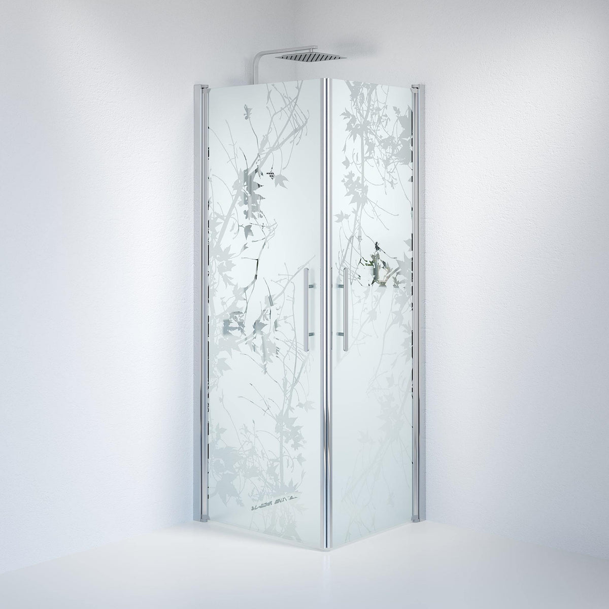 Fjäll Brusehjørne, Firkantet, Krom Profil, Frostet Decor Glas - HomeTomato - 36-708-60-54-00 - 8595677120370