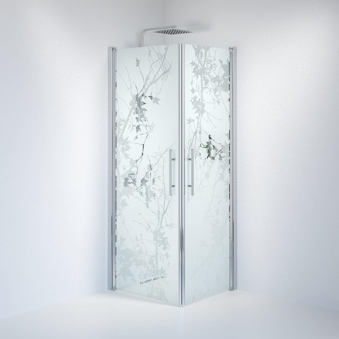Fjäll Brusehjørne, Firkantet, Krom Profil, Frostet Decor Glas - HomeTomato - 36-708-60-54-00 - 8595677120370