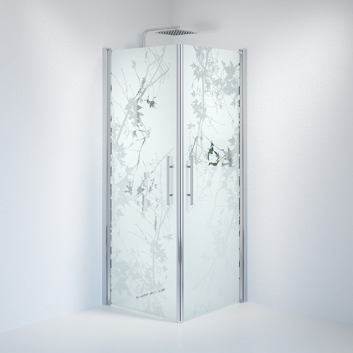 Fjäll Brusehjørne, Firkantet, Krom Profil, Frostet Decor Glas - HomeTomato - 36-808-60-54-00 - 8595677120769