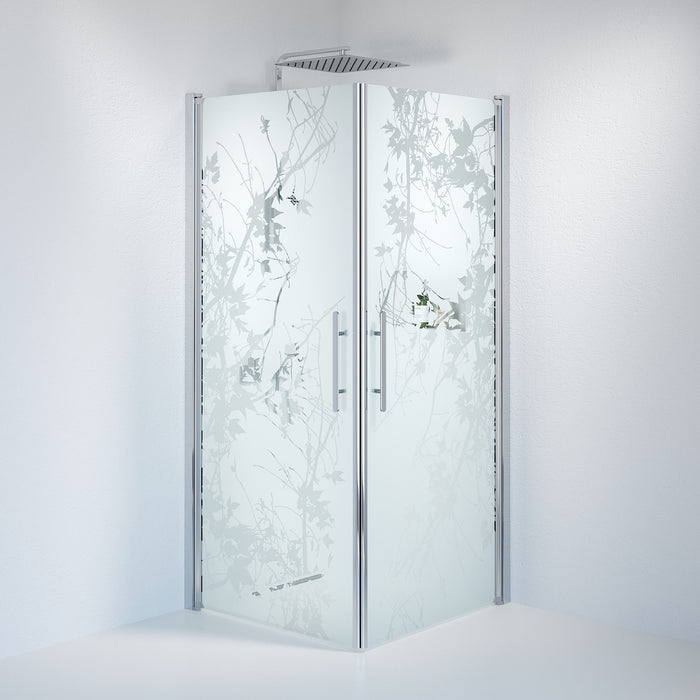 Fjäll Brusehjørne, Firkantet, Krom Profil, Frostet Decor Glas - HomeTomato - 36-909-60-54-00 - 8595677121025