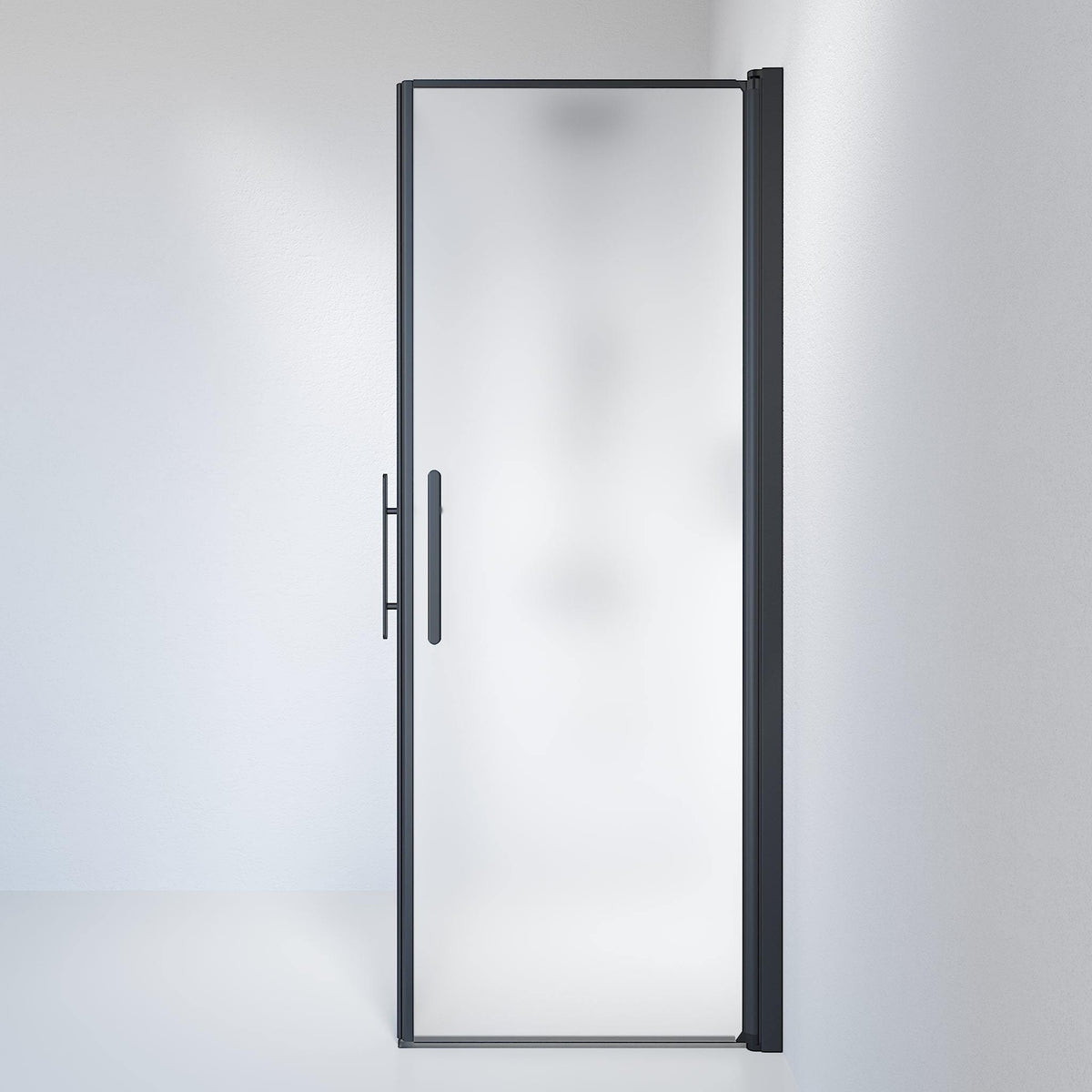 Fjäll Brusehjørne, Firkantet, Sort Profil, Frostet Glas - HomeTomato - 36-909-02-55-00 -