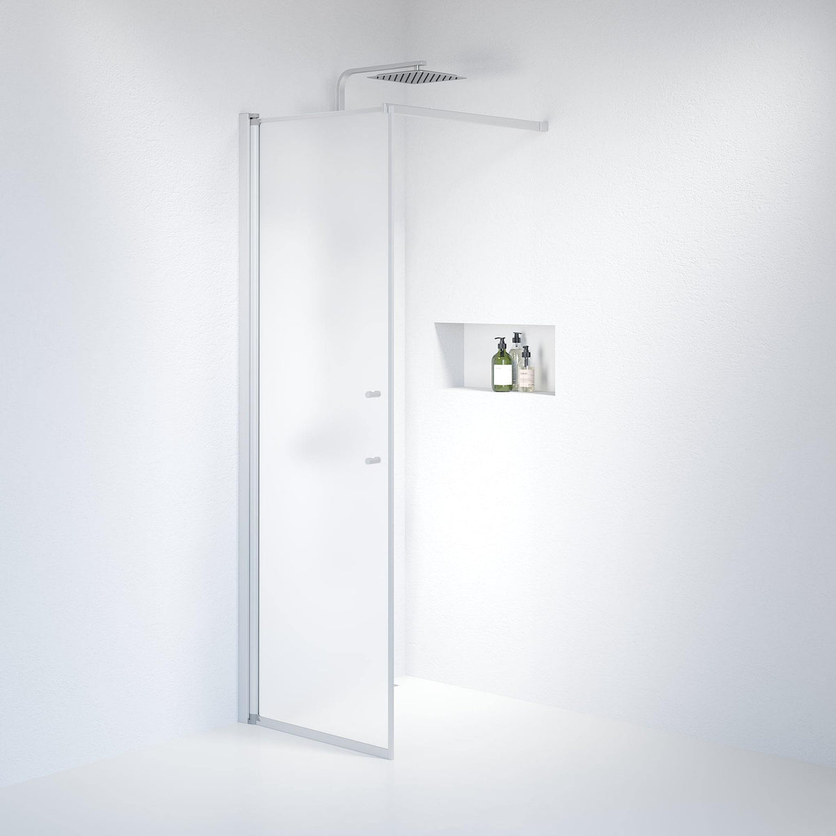 Fjäll Brusevæg, Børstet Aluminium Profil, Forstet Glas - HomeTomato - 39-100-67-55-00 - 8595677121858
