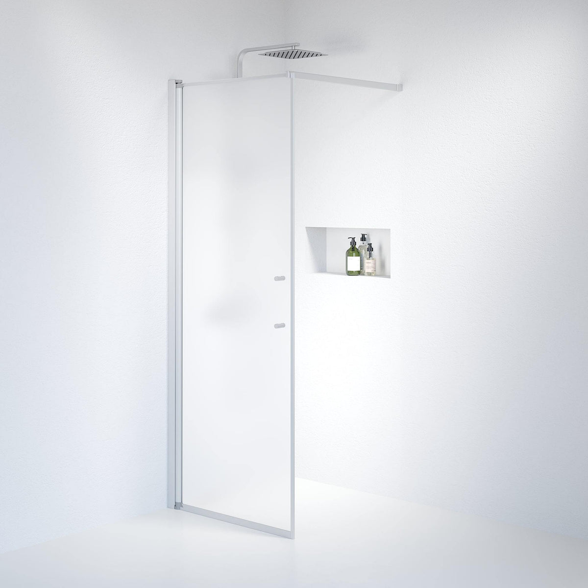 Fjäll Brusevæg, Børstet Aluminium Profil, Forstet Glas - HomeTomato - 39-080-67-55-00 - 8595677121599