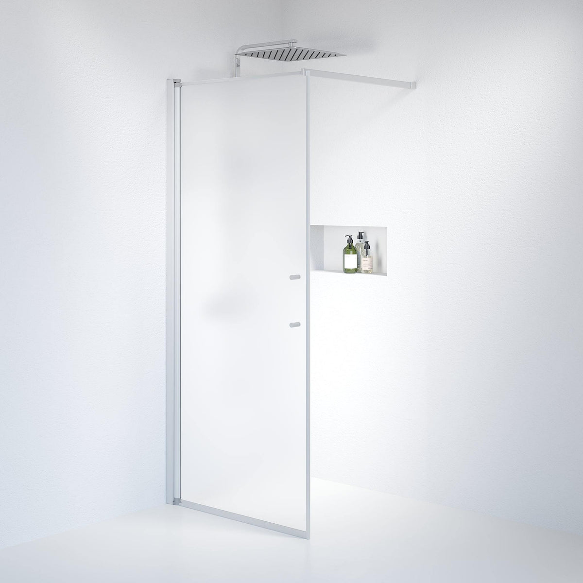 Fjäll Brusevæg, Børstet Aluminium Profil, Forstet Glas - HomeTomato - 39-090-67-55-00 - 8595677121728