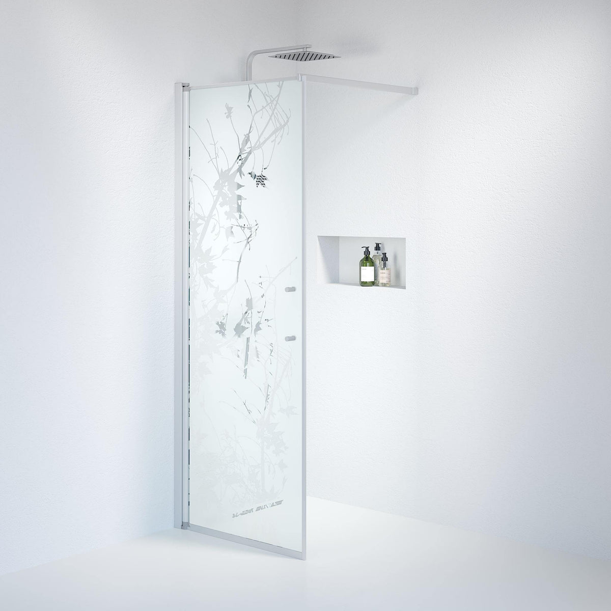 Fjäll Brusevæg, Børstet Aluminium Profil, Frostet Decor Glas - HomeTomato - 39-100-67-54-00 - 8595677121841