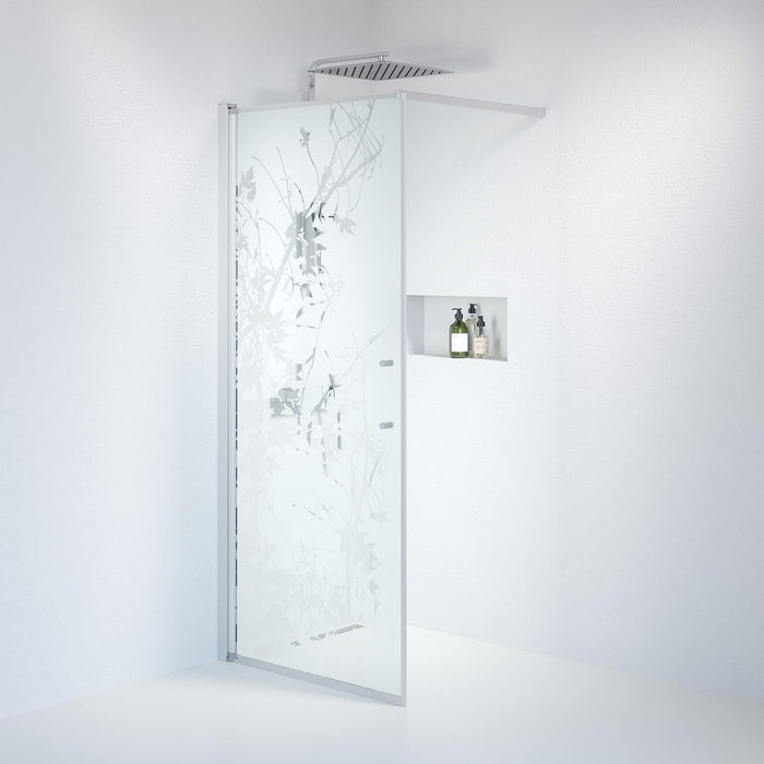 Fjäll Brusevæg, Børstet Aluminium Profil, Frostet Decor Glas - HomeTomato - 39-090-67-54-00 - 8595677121711