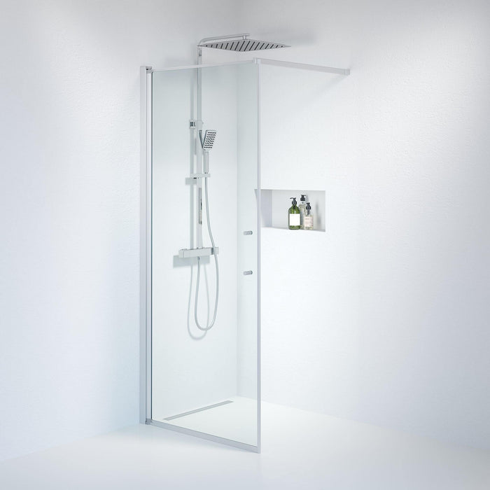 Fjäll Brusevæg, Børstet Aluminium Profil, Klar Glas - HomeTomato - 39-090-67-50-00 - 8595677121704