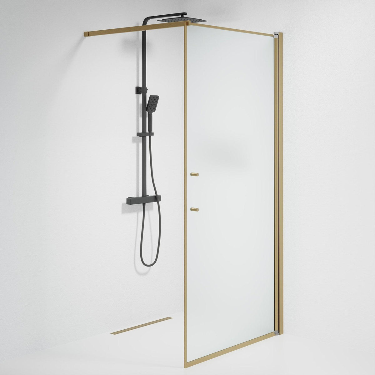 Fjäll Brusevæg, Bronze Profil, Frostet Glas - HomeTomato - 39-100-70-55-00 - 8595677155617