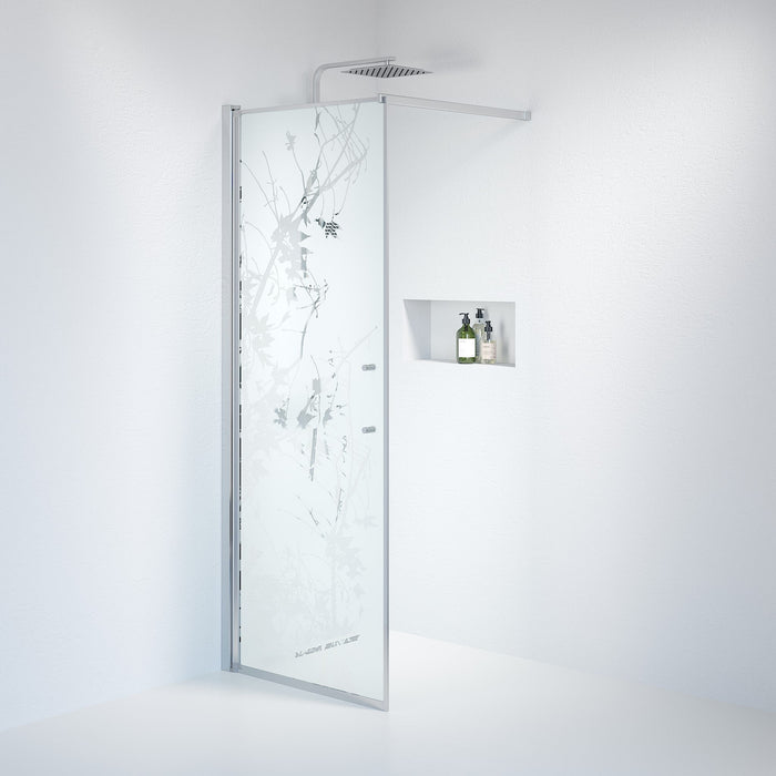 Fjäll Brusevæg, Krom Profil, Frostet Decor Glas - HomeTomato - 39-080-60-54-00 - 8595677121544