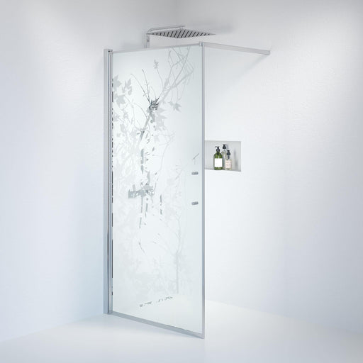 Fjäll Brusevæg, Krom Profil, Frostet Decor Glas - HomeTomato - 39-100-60-54-00 - 8595677121803