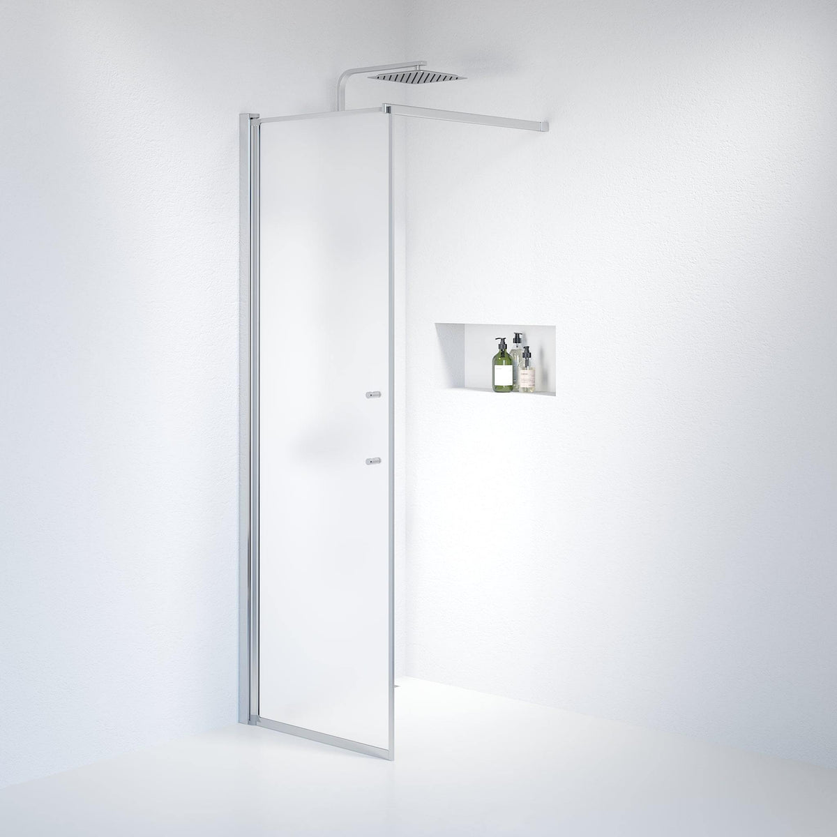 Fjäll Brusevæg, Krom Profil, Frostet Glas - HomeTomato - 39-070-60-55-00 - 8595677121421