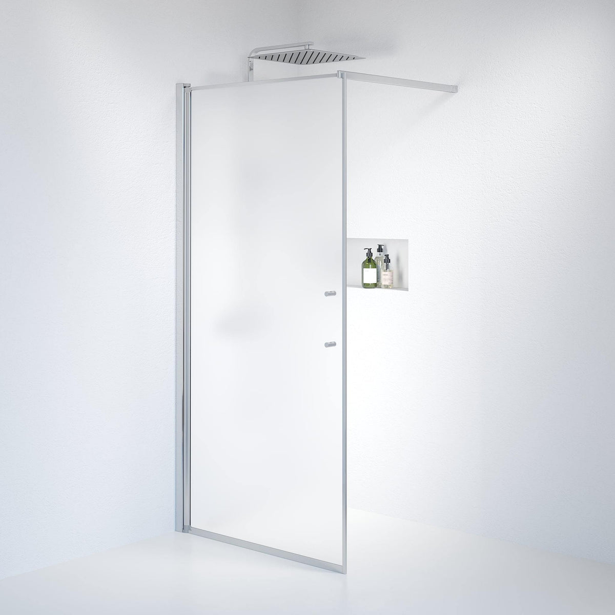 Fjäll Brusevæg, Krom Profil, Frostet Glas - HomeTomato - 39-100-60-55-00 - 8595677121810