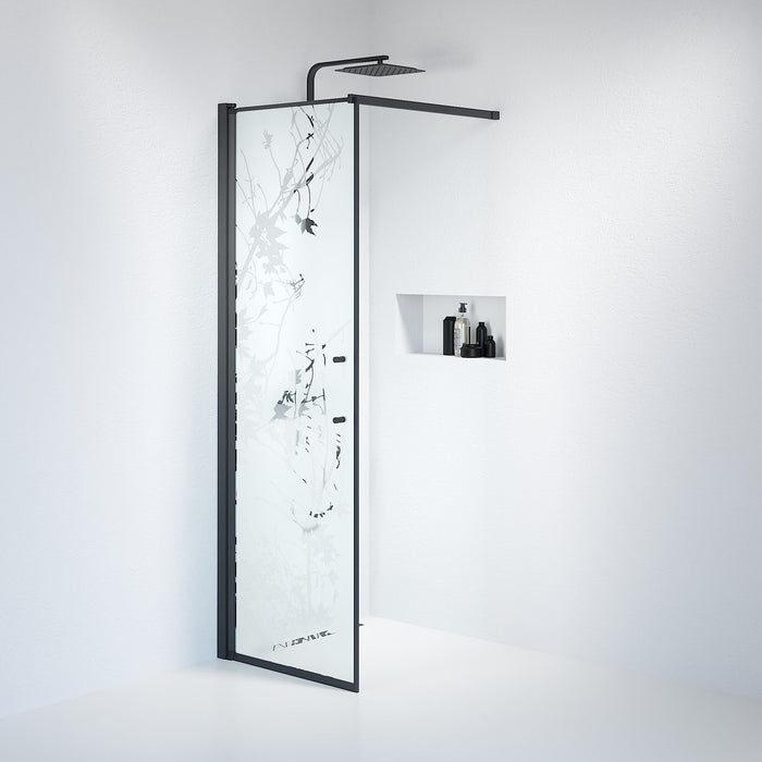 Fjäll Brusevæg, Sort Profil, Frostet Decor Glas - HomeTomato - 39-070-02-54-00 - 8595677121360