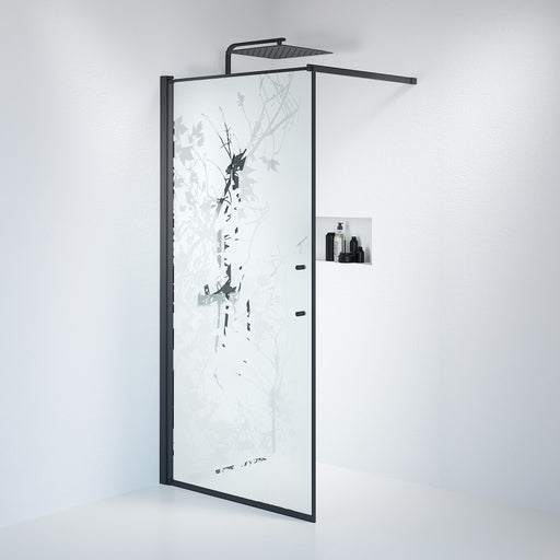 Fjäll Brusevæg, Sort Profil, Frostet Decor Glas - HomeTomato - 39-100-02-54-00 - 8595677121759