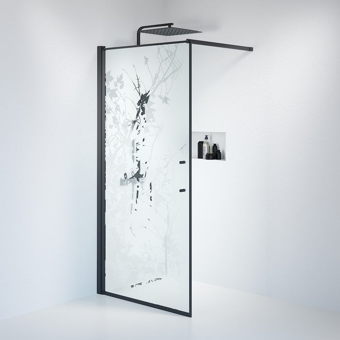 Fjäll Brusevæg, Sort Profil, Frostet Decor Glas - HomeTomato - 39-100-02-54-00 - 8595677121759