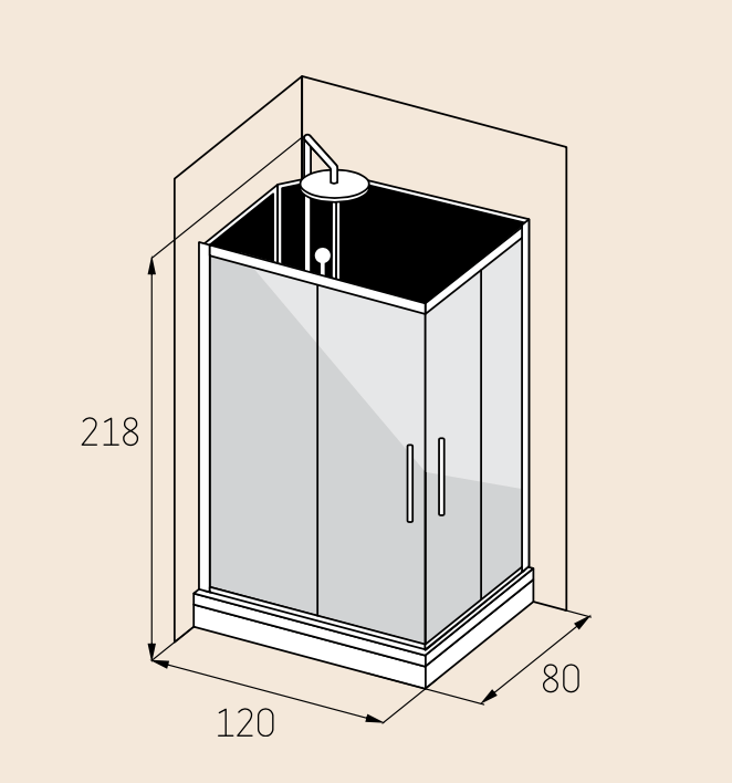 Fjord Brusekabine - HomeTomato - Brusekabine Fjord 80x120x215 - 8595677118247+8595677118223+8595677118230+8595677118155