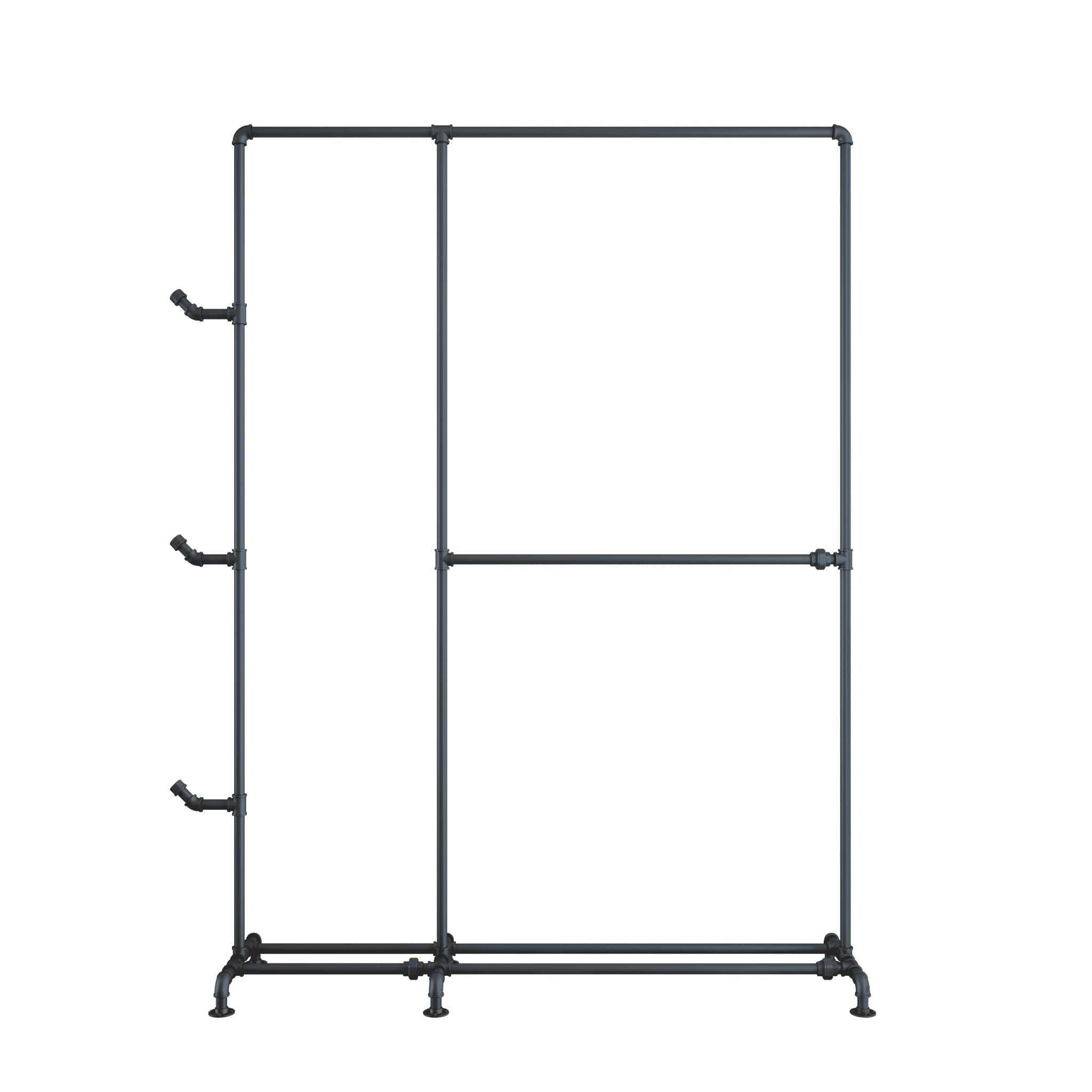 Garderobestativ, Industrielle Vandrør - Gulvmodel - Mat sort - HomeTomato - 50-212-02-02-04 - 8595677116403